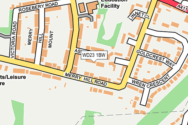 WD23 1BW map - OS OpenMap – Local (Ordnance Survey)