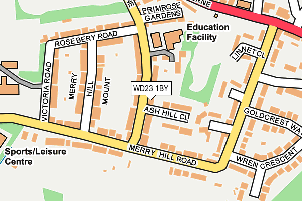 WD23 1BY map - OS OpenMap – Local (Ordnance Survey)
