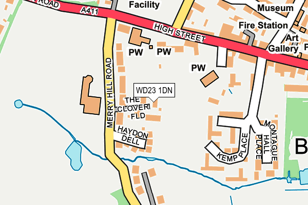 WD23 1DN map - OS OpenMap – Local (Ordnance Survey)