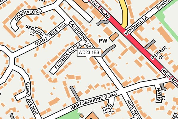 WD23 1ES map - OS OpenMap – Local (Ordnance Survey)