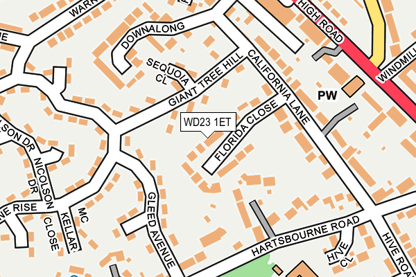WD23 1ET map - OS OpenMap – Local (Ordnance Survey)