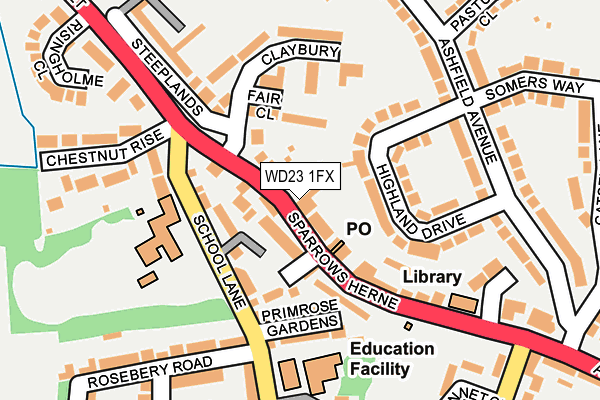 WD23 1FX map - OS OpenMap – Local (Ordnance Survey)