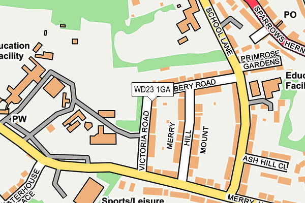 WD23 1GA map - OS OpenMap – Local (Ordnance Survey)