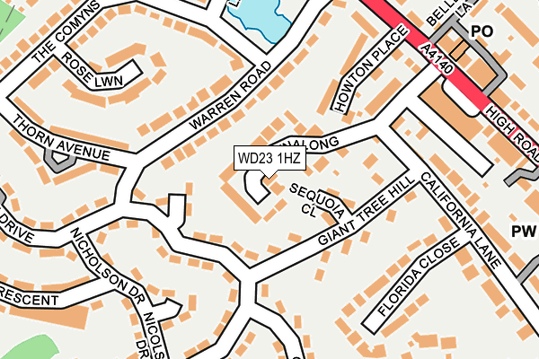 WD23 1HZ map - OS OpenMap – Local (Ordnance Survey)