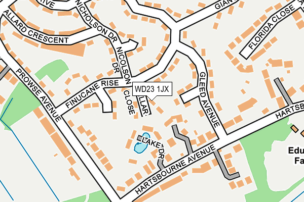 WD23 1JX map - OS OpenMap – Local (Ordnance Survey)