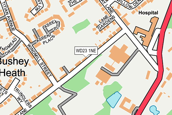 WD23 1NE map - OS OpenMap – Local (Ordnance Survey)