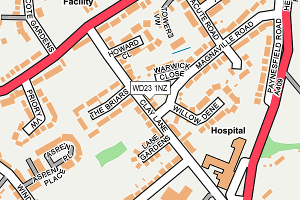 WD23 1NZ map - OS OpenMap – Local (Ordnance Survey)