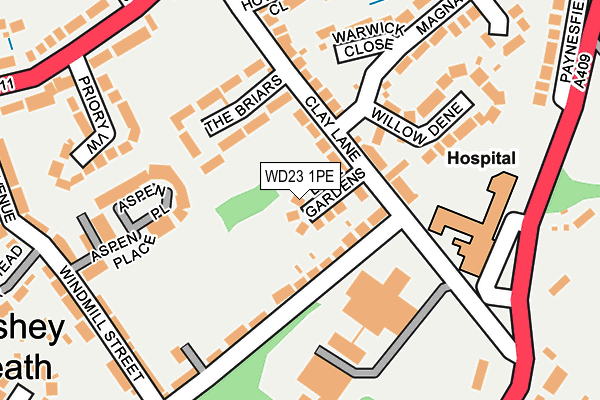 WD23 1PE map - OS OpenMap – Local (Ordnance Survey)
