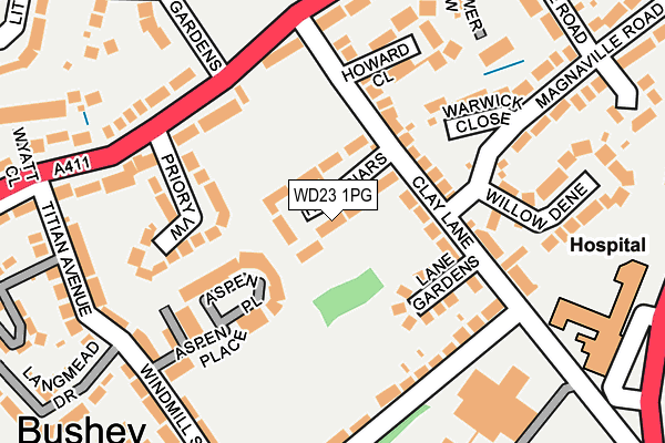 WD23 1PG map - OS OpenMap – Local (Ordnance Survey)