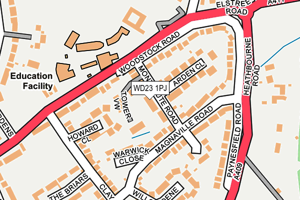 WD23 1PJ map - OS OpenMap – Local (Ordnance Survey)