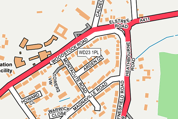 WD23 1PL map - OS OpenMap – Local (Ordnance Survey)