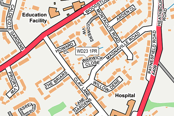 WD23 1PR map - OS OpenMap – Local (Ordnance Survey)