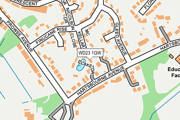 WD23 1QW map - OS OpenMap – Local (Ordnance Survey)