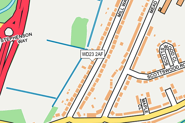 WD23 2AF map - OS OpenMap – Local (Ordnance Survey)