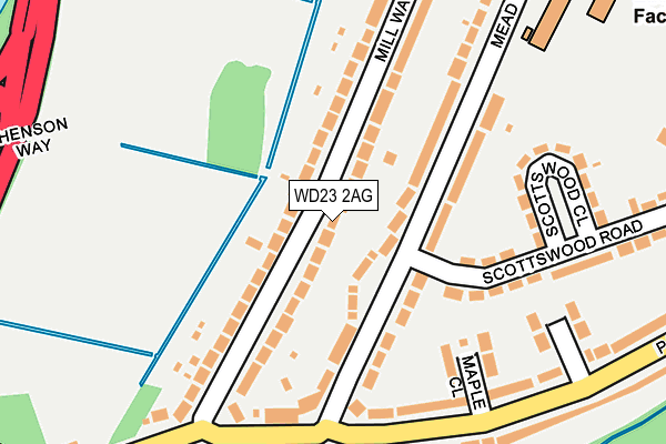 WD23 2AG map - OS OpenMap – Local (Ordnance Survey)