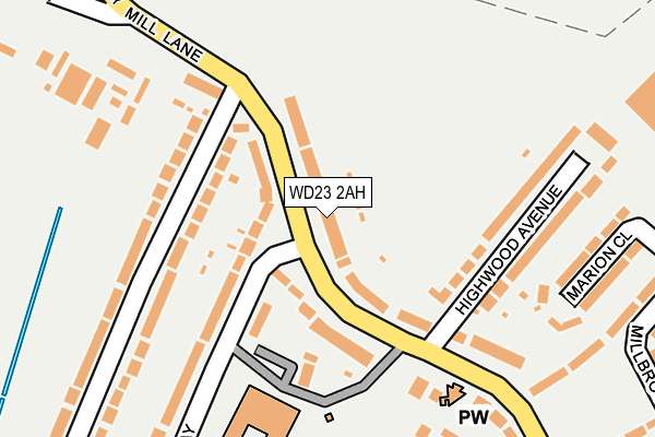 WD23 2AH map - OS OpenMap – Local (Ordnance Survey)