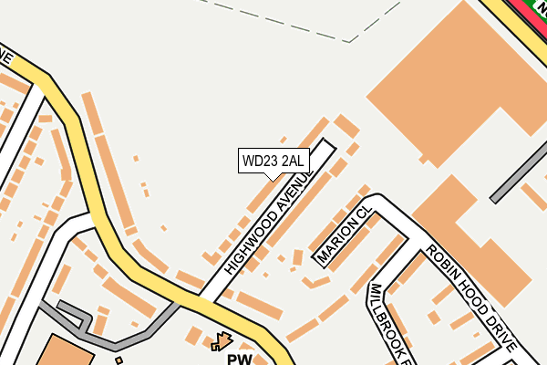 WD23 2AL map - OS OpenMap – Local (Ordnance Survey)