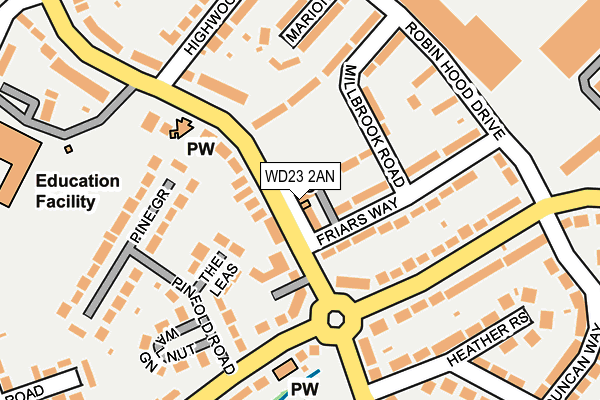 WD23 2AN map - OS OpenMap – Local (Ordnance Survey)