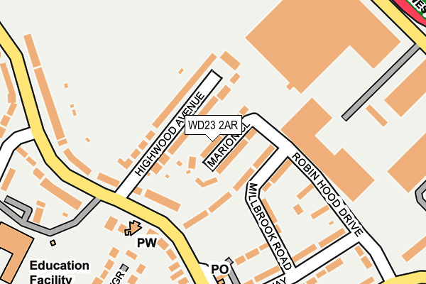 WD23 2AR map - OS OpenMap – Local (Ordnance Survey)