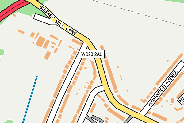WD23 2AU map - OS OpenMap – Local (Ordnance Survey)