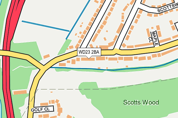 WD23 2BA map - OS OpenMap – Local (Ordnance Survey)