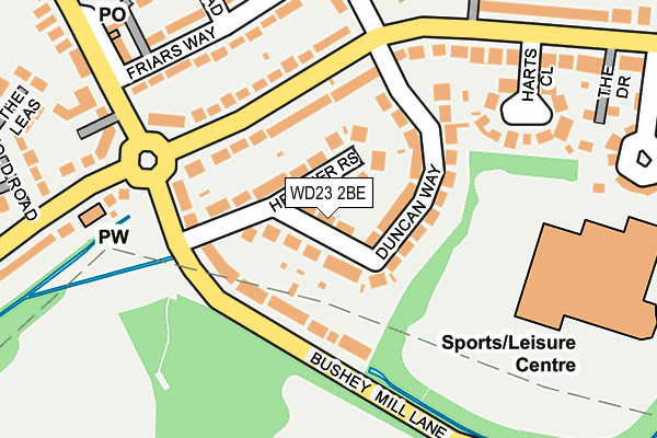 WD23 2BE map - OS OpenMap – Local (Ordnance Survey)