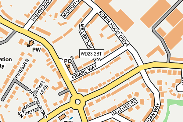 WD23 2BT map - OS OpenMap – Local (Ordnance Survey)