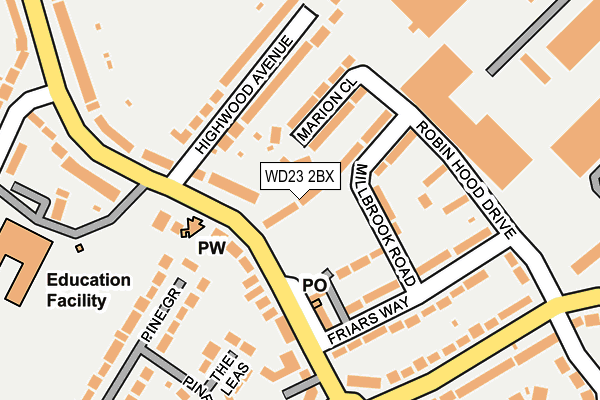 WD23 2BX map - OS OpenMap – Local (Ordnance Survey)