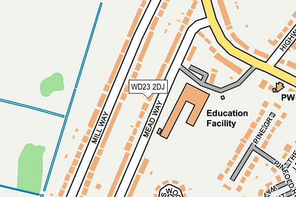 WD23 2DJ map - OS OpenMap – Local (Ordnance Survey)