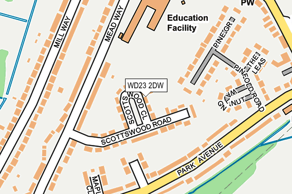 WD23 2DW map - OS OpenMap – Local (Ordnance Survey)