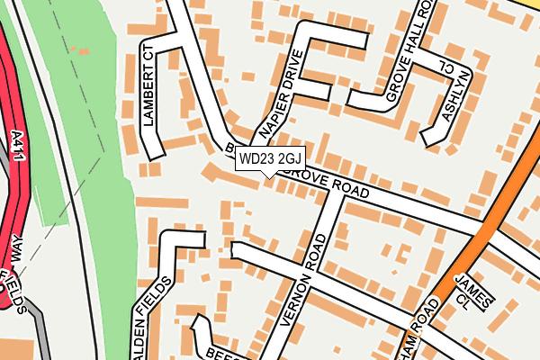 WD23 2GJ map - OS OpenMap – Local (Ordnance Survey)