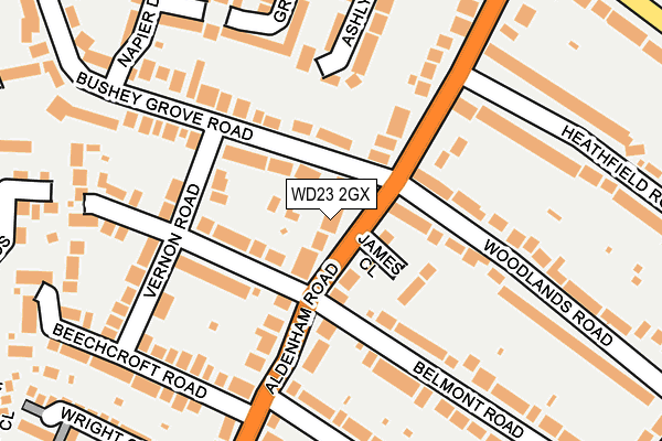 WD23 2GX map - OS OpenMap – Local (Ordnance Survey)
