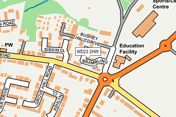 WD23 2HW map - OS OpenMap – Local (Ordnance Survey)