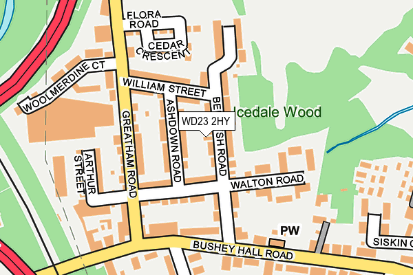 WD23 2HY map - OS OpenMap – Local (Ordnance Survey)