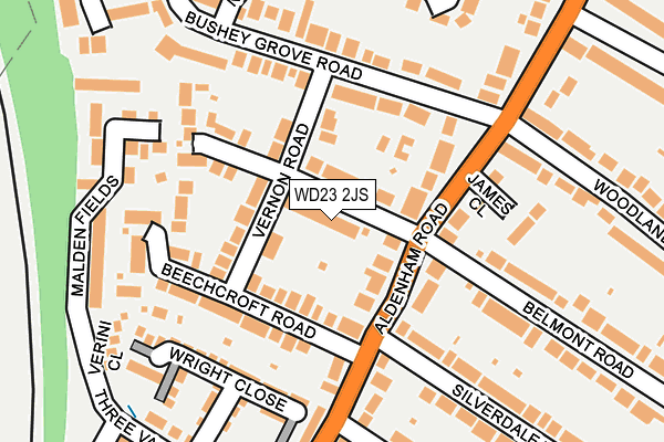 WD23 2JS map - OS OpenMap – Local (Ordnance Survey)
