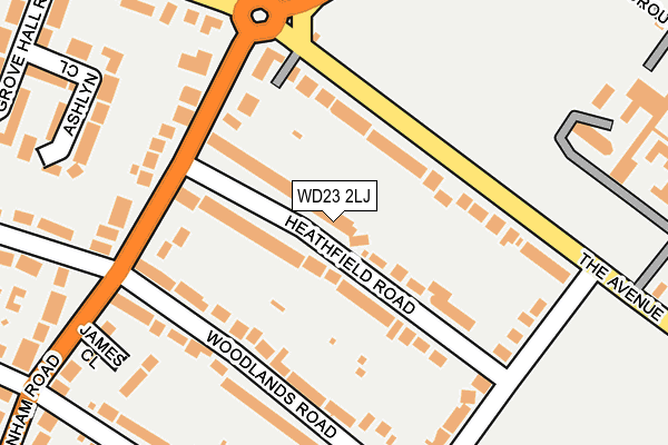 WD23 2LJ map - OS OpenMap – Local (Ordnance Survey)
