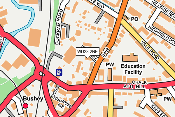 WD23 2NE map - OS OpenMap – Local (Ordnance Survey)