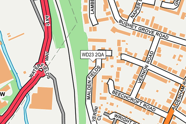WD23 2QA map - OS OpenMap – Local (Ordnance Survey)