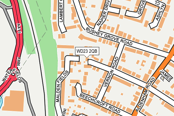 WD23 2QB map - OS OpenMap – Local (Ordnance Survey)