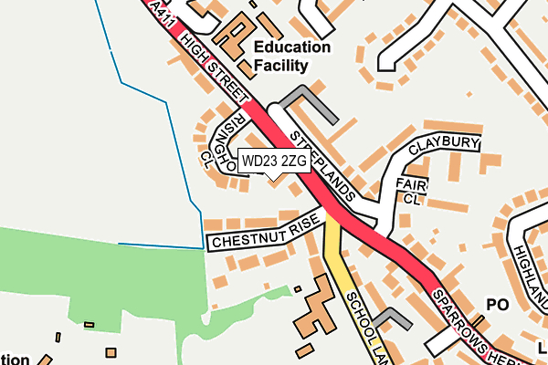 WD23 2ZG map - OS OpenMap – Local (Ordnance Survey)