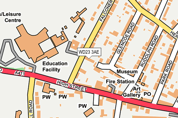 WD23 3AE map - OS OpenMap – Local (Ordnance Survey)