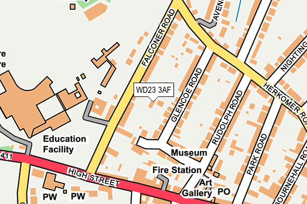 WD23 3AF map - OS OpenMap – Local (Ordnance Survey)