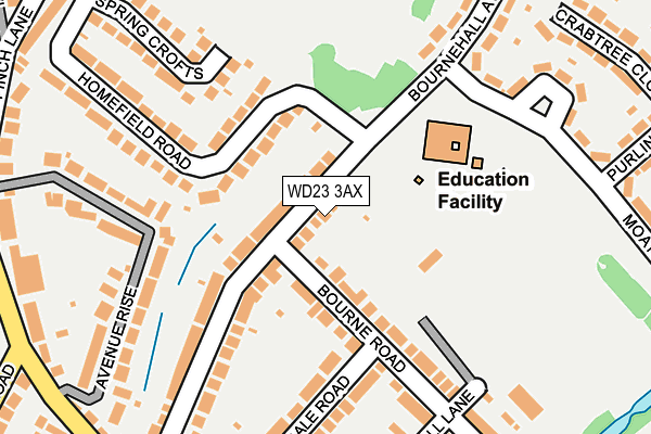 WD23 3AX map - OS OpenMap – Local (Ordnance Survey)