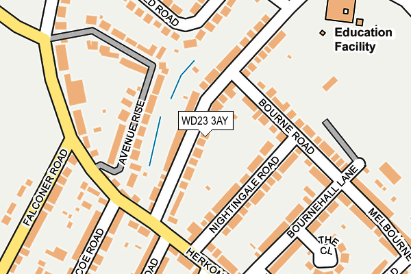 WD23 3AY map - OS OpenMap – Local (Ordnance Survey)