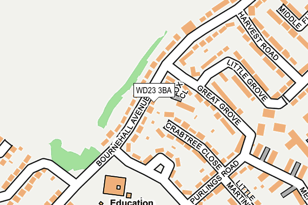 WD23 3BA map - OS OpenMap – Local (Ordnance Survey)