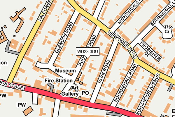 WD23 3DU map - OS OpenMap – Local (Ordnance Survey)