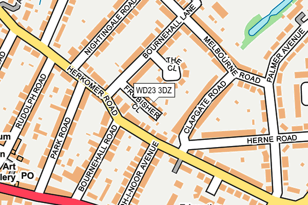WD23 3DZ map - OS OpenMap – Local (Ordnance Survey)
