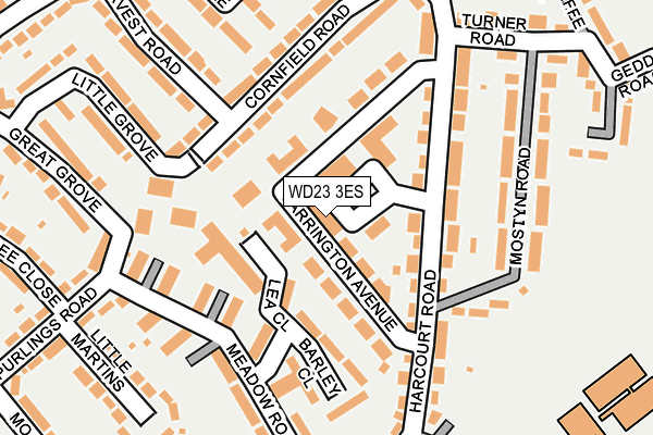WD23 3ES map - OS OpenMap – Local (Ordnance Survey)
