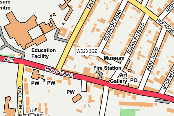 WD23 3GZ map - OS OpenMap – Local (Ordnance Survey)