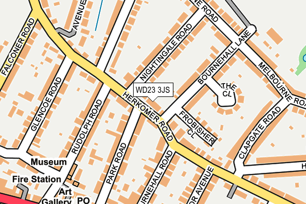 WD23 3JS map - OS OpenMap – Local (Ordnance Survey)